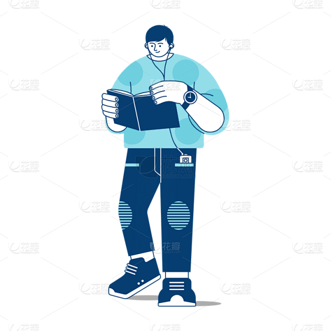世界阅读日人物插画贴纸SVG10