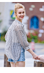 SR【2019夏新品】女款前短后长飘逸感防晒格纹百搭简约衬衫S9XC6A70190_唯品会