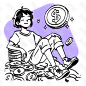 人物工作生活日漫画插画素材插画插图标 icon 涂鸦 黑白简笔画 插画 漫画 卡通47