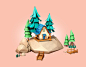 森林树木卡通3D游戏木屋蘑菇立体背景PSD设计素材模板 (5)