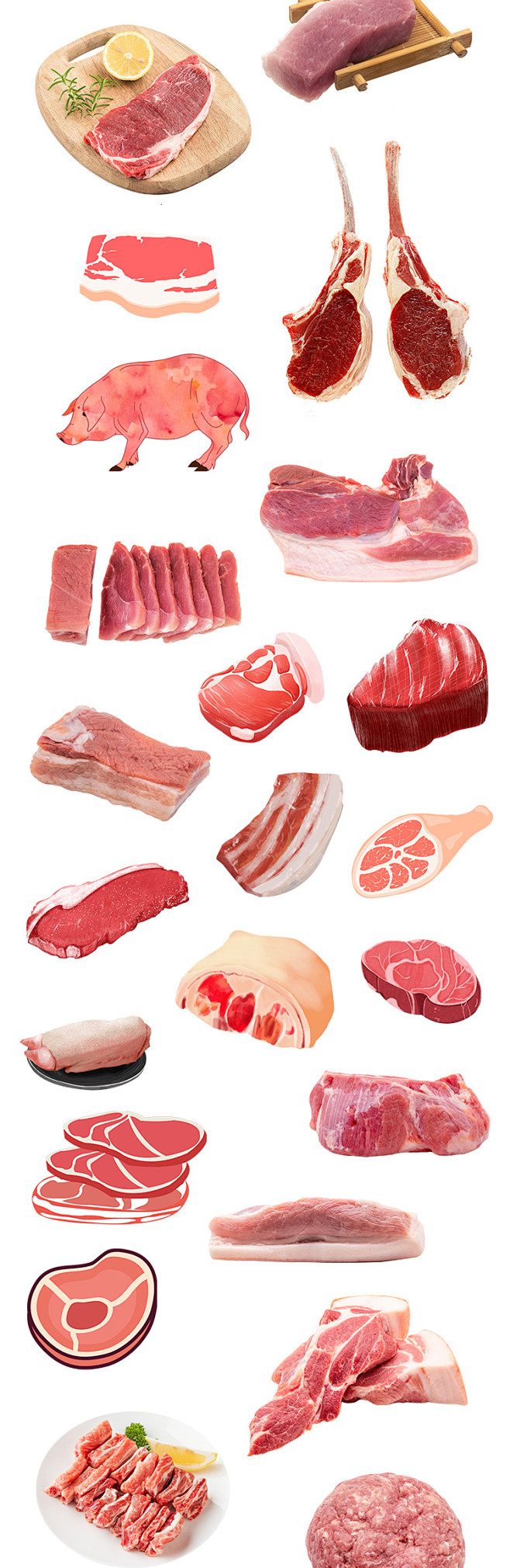 169款餐饮新鲜肉类肉块肉片猪肉牛肉排骨...