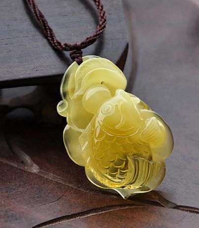 琥珀之半蜜半珀 吉祥鲤鱼吊坠