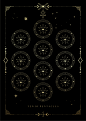 神秘魔法魔术花卉手势月亮太阳金箔透明免抠PNG图案卡片海报素材 (104)