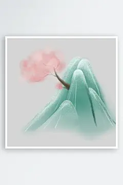 中国风水墨水彩中式古风禅意山水画PNG