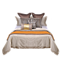 新古典样板房间床上用品全套组合软装床品主卧橙黄色陈设布艺软饰-淘宝网