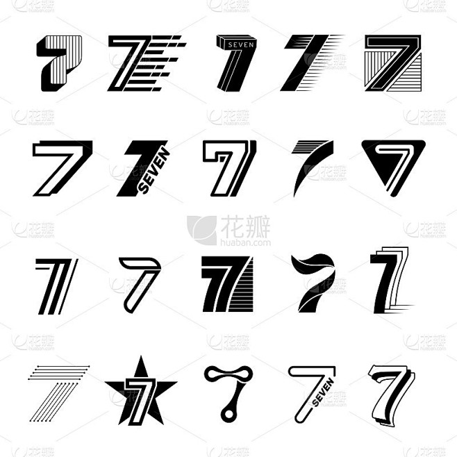 7标志。商业图形模板字母数字7标志设计项...