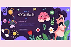 关爱心理健康抑郁症情绪管理心灵大脑精神减压治疗插画ai设计素材-淘宝网