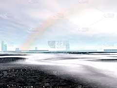 梦幻般的机械化城市和彩虹景观