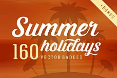160暑假风格徽章排版设计logo模板AI矢量标志JPG图标素材 160 Summer holidays badges &amp; logos