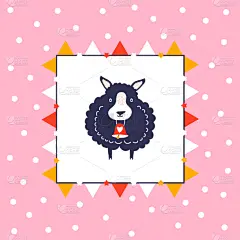 可爱的,动物,边框,羊羔,幽默,图标,雪,农场,品牌名称,绘制