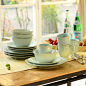 奇居良品 陶瓷厨房餐具套装碗盘杯子 浮雕陶瓷餐具16件套 原创 设计 新款 2013