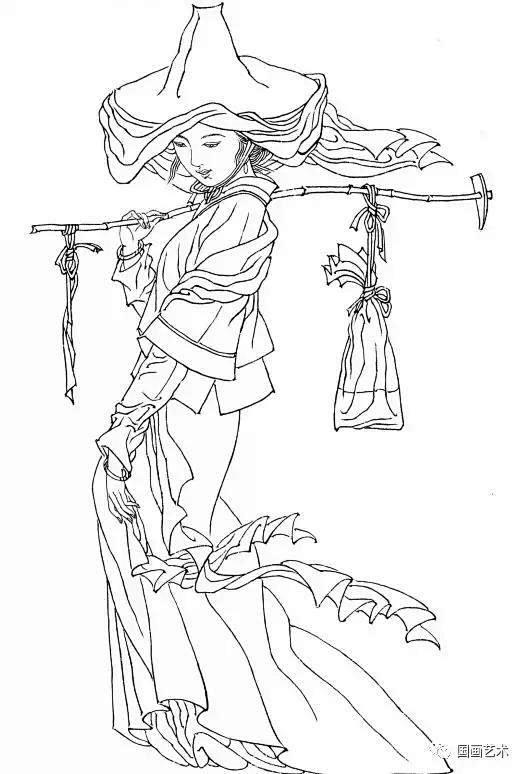 白描美女图