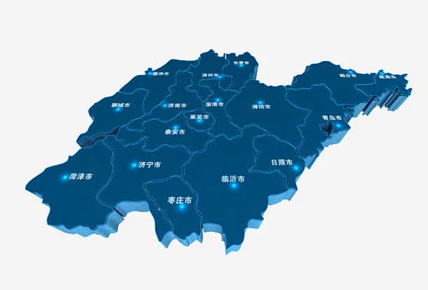 蓝色立体山东地图高清素材 地图 山东地图 山东省地图 立体地图 蓝色地图 免抠png 设计图片 免费下载-花瓣网