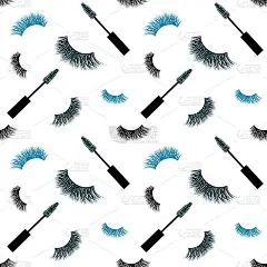 睫毛和睫毛膏与闪光无缝矢量模式