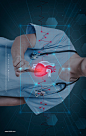 医疗科技分子现代科技健康检查头部心脏医疗海报