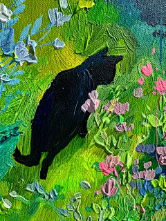 丙烯画，画布 60*80 厘米“花园里的猫” - 小红书