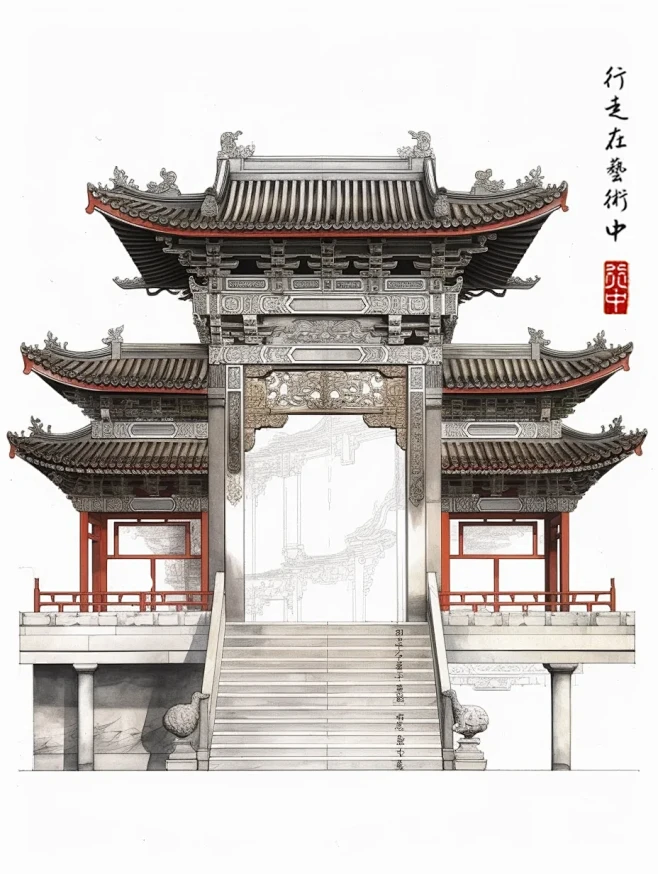中式门楼-花瓣网
