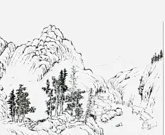 黑色线条山水画高清素材 山水画 山水简笔画 手绘图 简笔山水画 简笔画 元素 免抠png 设计图片 免费下载 页面网页 平面电商 创意素材