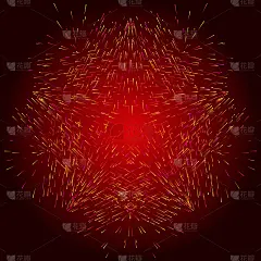 抽象红色背景与粒子。深色背景上的5颗角星。