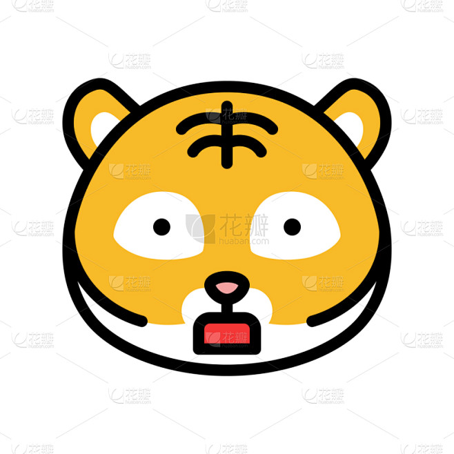 表情符号,虎,轮廓,可爱的,惊奇,图像,...