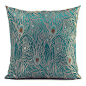 ElleweiDeco - ElleweiDeco Satin Throw Pillow Cover, Turquoise Peacock, 17"x17" - Decorative Pillows
