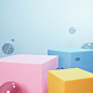 Abstract geometric cubes and bubbles Premium Photo