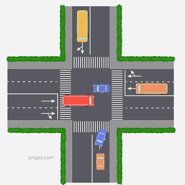 十字路口俯视图矢量素材下载图片大小200...