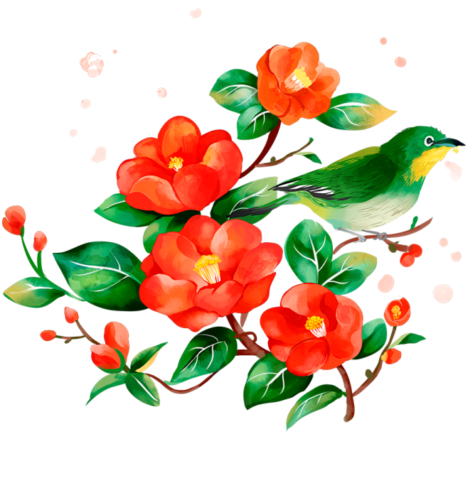 手绘红色鲜花 png