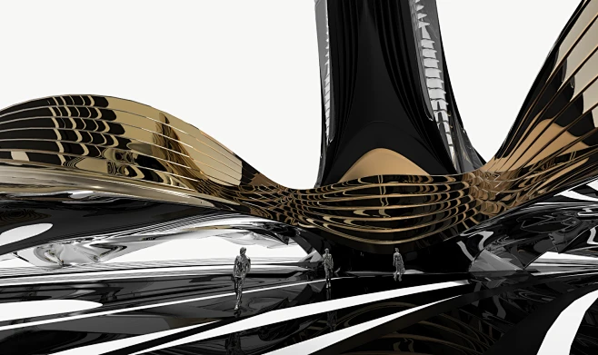 3d modeling architecture design fluidity Landscape Maya sculpture (3)-花瓣网
