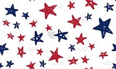 美国独立日。星星乏味的东西。总统日。手绘插图。