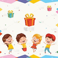 儿童,包装纸,可爱的,周年纪念,模板,自然美,装饰物,盒子,礼物,问候