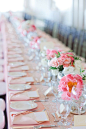 a crazy good #tablescape involving a whole lot of pink and some #peonies too | Photography: Leila Brewster - leilabrewsterphotographyblog.com, Florals by http://sayleslivingstonflowers.com