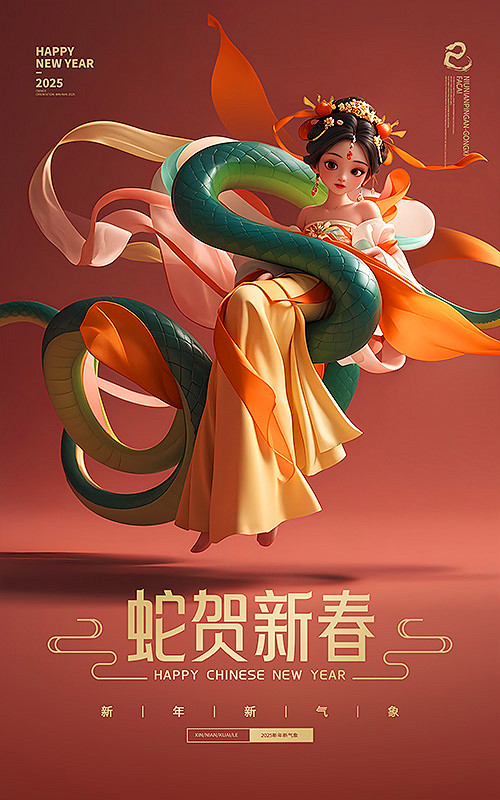 2025蛇年贺岁春节海报
