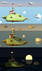 C4D低多边形海岛
