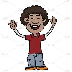 卡通非洲发型男孩微笑-矢量剪贴画插图
