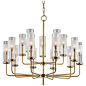 Hudson Valley Wentworth Bold and Glamorous 15-Light Chandelier : Hudson Valley, Wentworth 15-Light Chandelier, Chandeliers, 120V, Glass, 15 Lights, Aged Brass, Polished Nickel