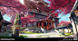 Hanamura concept art, Ben Zhang : Early environment concept focuses on the Fortress entrance in Hanamura.