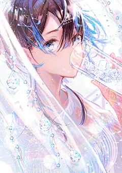 #年下彼女3 しずくと乳酸菌飲料。 - 葉丸/Hamaru的插画 - pixiv : さわやかにきらめいて見えるしずくのイメージで、描きました。メイキングもよかったらみてね！https://twitter.com/hamaru_log
