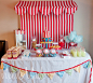Circus dessert table with circus tent backdrop