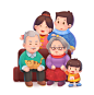 2023春节原创一家人全家福照片插画