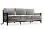 TALMD新中式风格 黑色时尚布艺软包实木休闲沙发 三人沙发定制 959-23