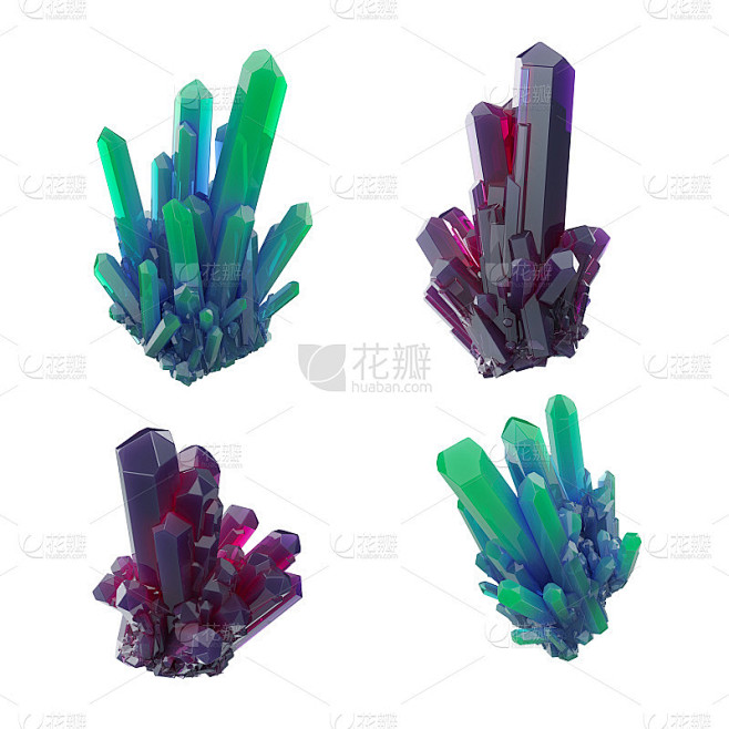 3d渲染，数字插图，抽象晶体，透视视图，...