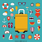 This contains an image of: Free Vector | Suitcase and summer icons