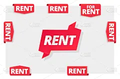 单词,绘画插图,标签,房地产,红色,文字,rent,平坦的,矢量,艺术标题