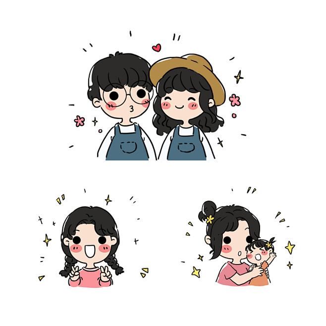 萌小g爱涂鸦可爱q版漫画设计婚纱情侣亲子手绘宝宝头像情人节礼物淘宝