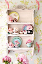 Shabby chic shelf and peonies