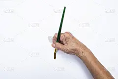 高级妇女用画笔在白色背景上孤立的手绘