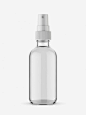Transparent bottle with atomizer mockup