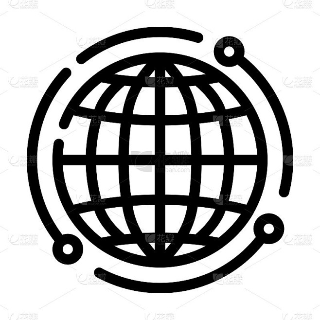 业务全球化线图标矢量插图