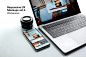 苹果电脑手机办公场景样机素材模板展示Responsive Mockup Macbook Touch Bar iPhone X Vol 2
